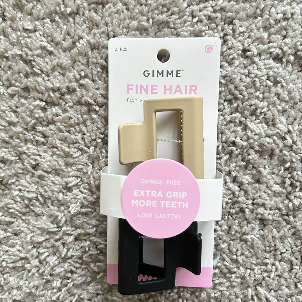 New! Gimme Beauty Square Claw Clips for Fine Hair - 2 pc Set in Black/ Tan